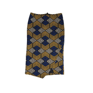 Maeve Textured Print Pencil Skirt 0 XS Blue Yellow Asymmetrical Anthropologie
